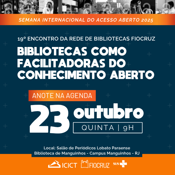 Imagem de divulgação 19o Encontro da Rede de Bibliotecas, em 23/10/25. Arte: Thays Coutinho/Ascom.