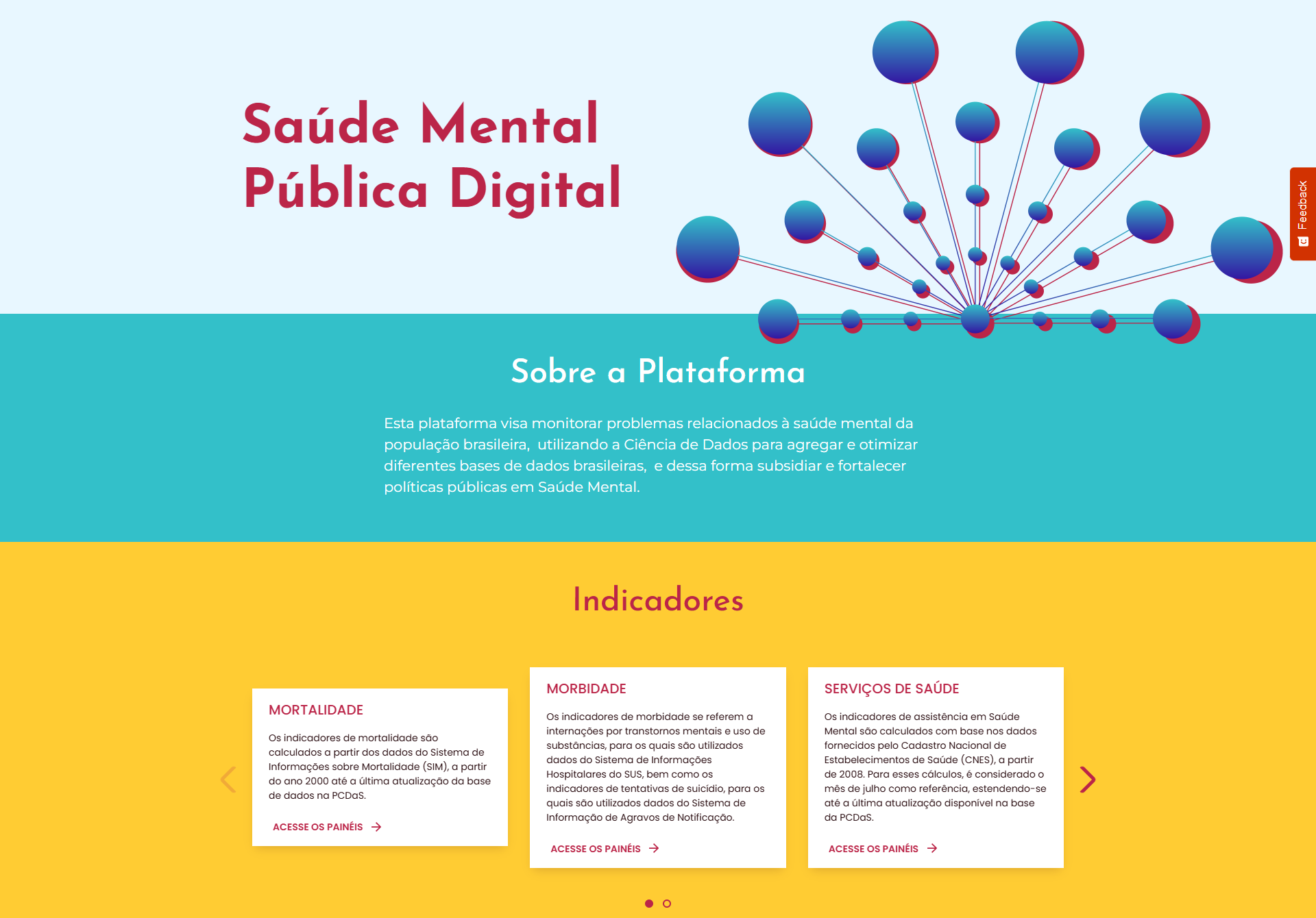 Página inicial da plataforma Saúde Mental Digital