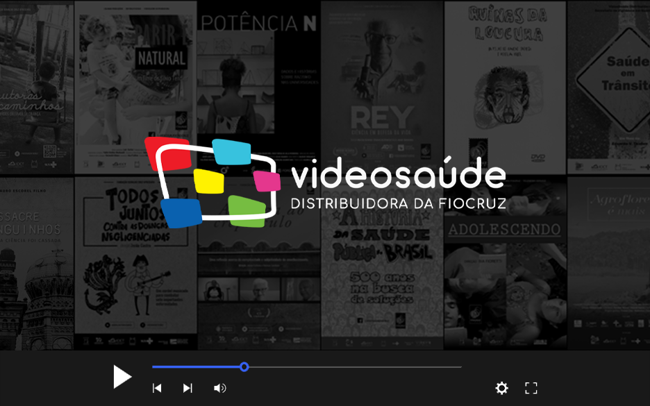 VideoSaúde Distribuidora da Fiocruz Logo da VideoSaúde Distribuidora da Fiocruz, com fundo repleto de cartazes de filmes e símbolo de "play" para vídeos. Arte: Thays Coutinho/Ascom.