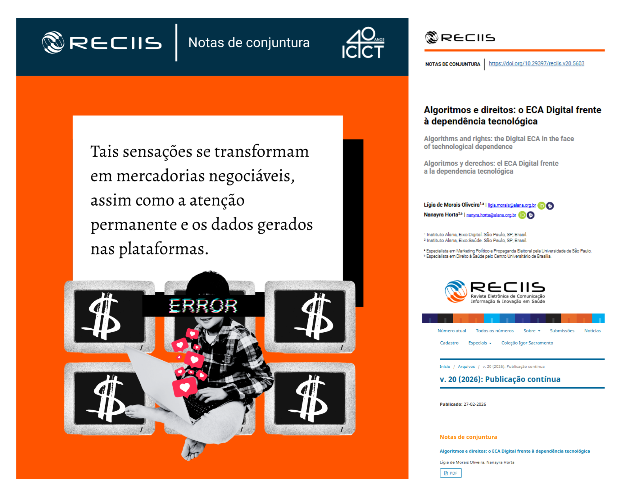 Formas de divulgação de uma nota de conjuntura da revista.