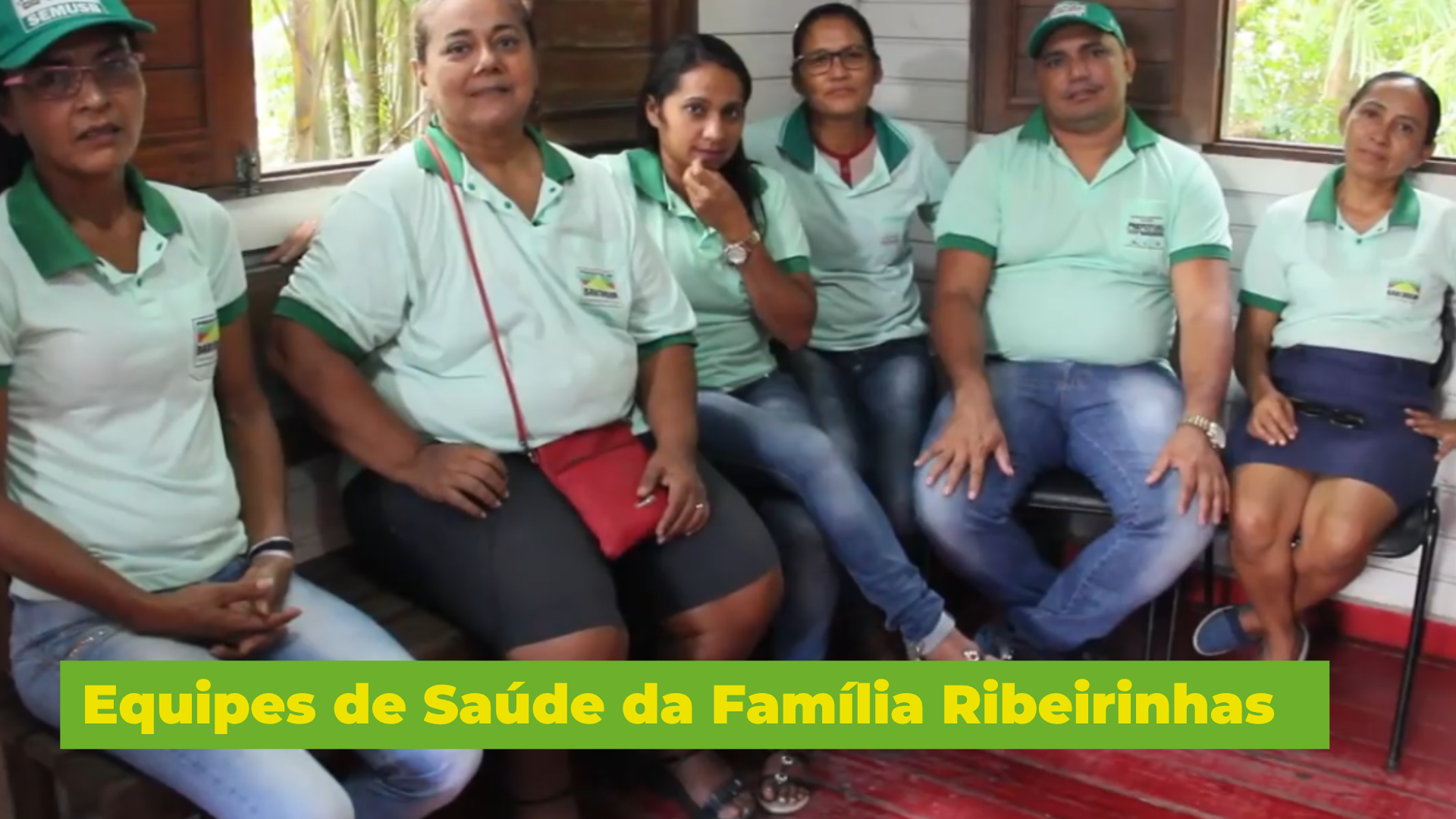 Frame do vídeo, mostrando membros da equipe de Saúde da Família.