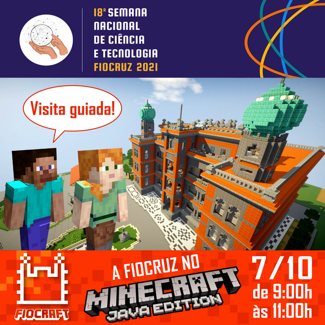 Visita guiada ao Campus Fiocruz Manguinhos dentro do jogo Minecraft!  🕌🚶‍♀️🚶🚶‍♂️, ICICT