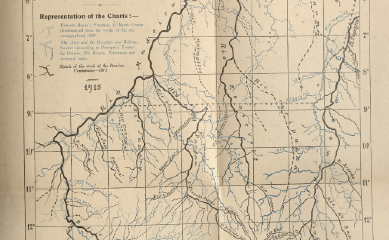 Mapa do noroeste de Mato Grosso (1915), pela Comissão Rondon. Divulgação/Obras Raras Fiocruz. Obras raras: imagens do acervo da Comissão Rondon