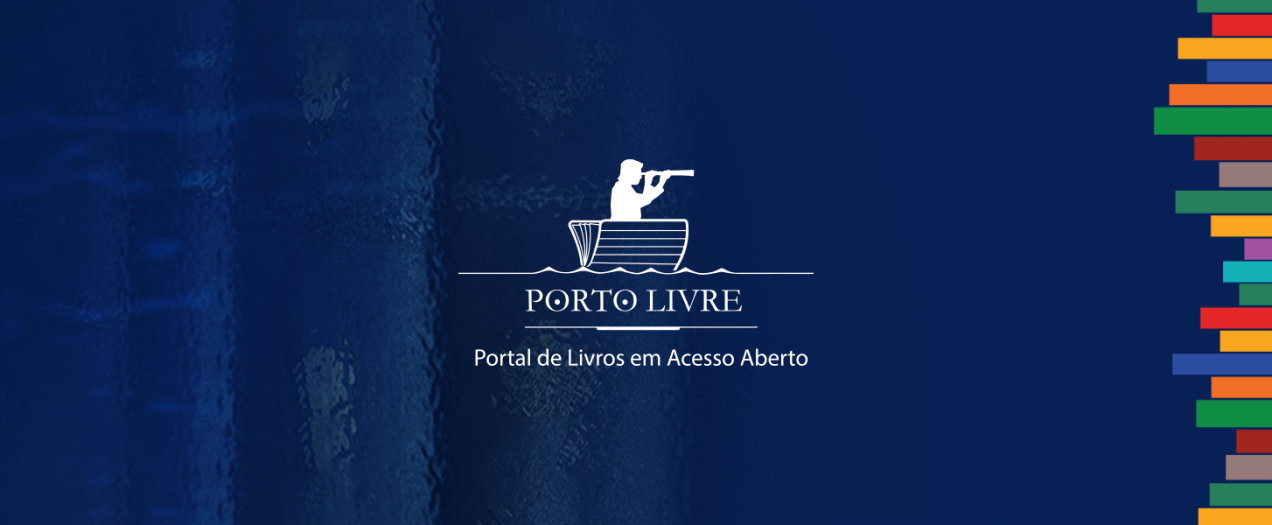 Imagem de divulgação com logo da Porto Livre, mostrando pessoa em barco, com binóculo, olhando para pilha de livros