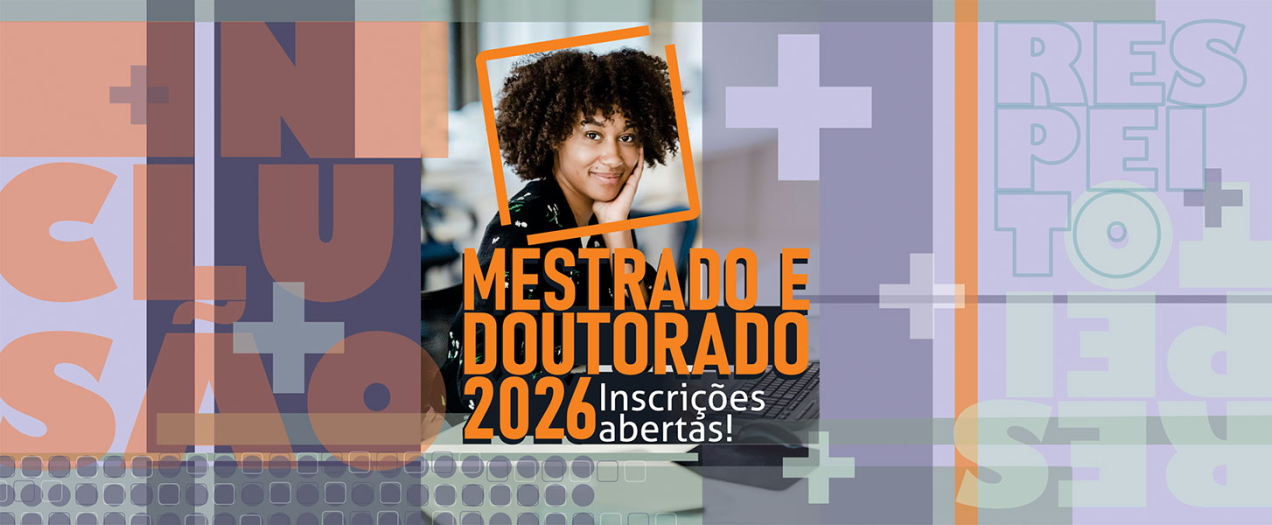 Arte de divulgação do PPGICS 2026, com os dizeres 'inscrições abertas'.