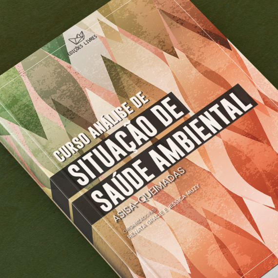 Curso sobre Situação de Saúde Ambiental, em livro. Capa do livro do curso Situação de Saúde Ambiental, simulando chamas.