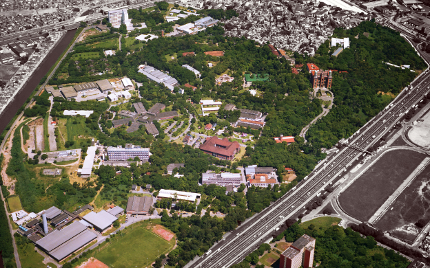 Vista área do campus de Manguinhos