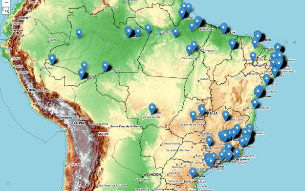 Mapa do Brasil, com potencialidades de periferias urbanas do país.