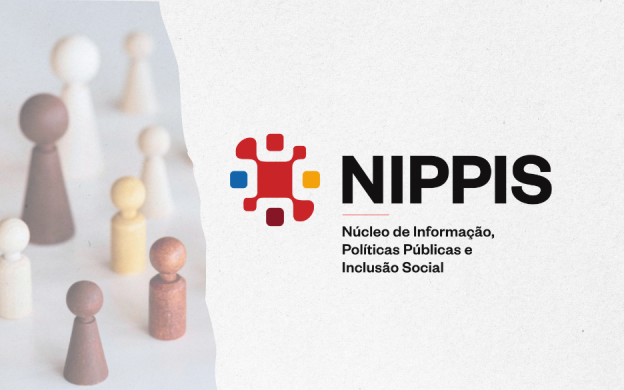 Imagem de divulgação, com símbolos de acessibilidade, escrito Núcleo de Informação, Políticas Pública e Inclusão Social