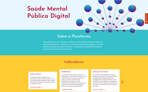 Página inicial da plataforma Saúde Mental Digital