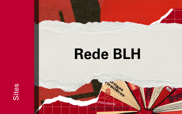 Imagem de divulgação da Rede BLH, com fundo vermelho, com ilustração e etiqueta Sites