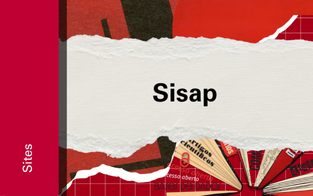 Imagem de divulgação do site do sistema Sisap, com fundo vermelho, com ilustração e etiqueta Sites