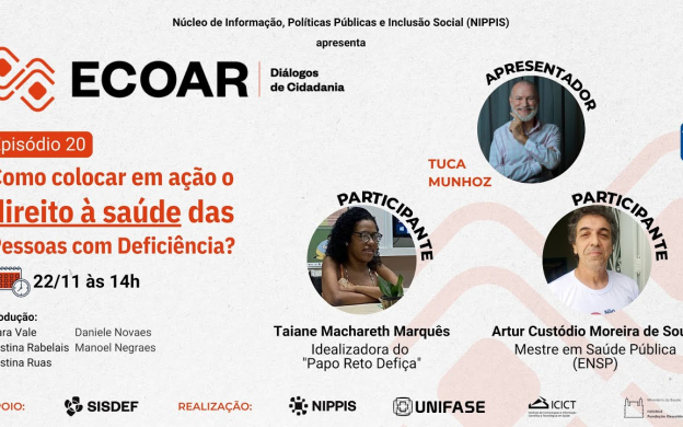 Embedded thumbnail for Ecoar-Diálogos de Cidadania|Ep20|Como colocar em ação o direito à saúde das Pessoas com Deficiência?