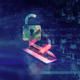 Fundo azul com símbolos de internet, acesso aberto e um teclado. Arte: Vera Fernandes/Ascom Icict