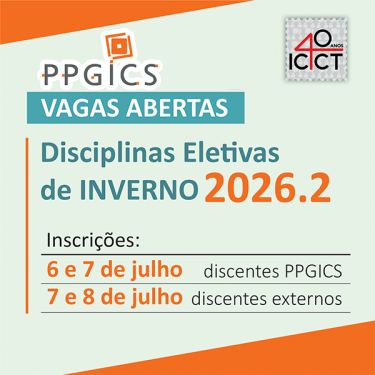 imagem de divulgação das chamadas para disciplinas de inverno do ppgics em 2026