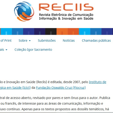 capa do site da revista Reciis