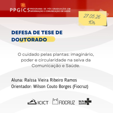 Imagem de divulgação com o título 'O cuidado pelas plantas: imaginário, poder e circularidade na seiva da Comunicação e Saúde'