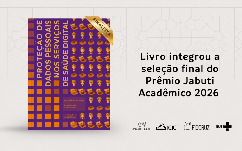 Capa do livro Proteção de Dados nos serviços de saúde digital, indicando que o livro foi finalista do Jabuti Acadêmico 2026