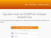 Página inicial do sistema FioDMP com menu horizontal e tela para digitação de senha.