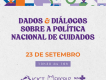 Imagem de divulgação do evento Dados e diálogos sobre a Política Nacional de Cuidados.