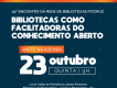 Imagem de divulgação 19o Encontro da Rede de Bibliotecas, em 23/10/25. Arte: Thays Coutinho/Ascom.