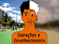 Escutas realizadas pelo projeto 'Gerações e Envelhecimento' vão subsidiar a realização de inquérito on-line. Logo do projeto com uma pessoa negra com cabelos metade escuros ,metade grisalhos, rosto jovem, rosto com rugas, escrito 'Gerações e envelhecimento'. Arte de Vera Fernades em logo do projeto.