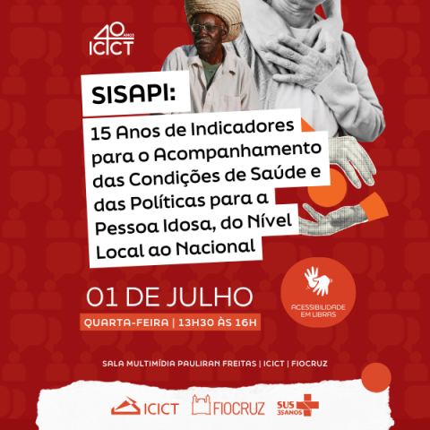 Imagem de divulgação do evento SISAPI 15 anos de indicadores, com a data 1/7 e horário 13h30