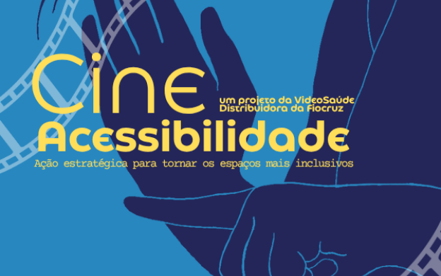 Imagem de divulgação do Cine Acessibilidade com sinal fazendo Libras