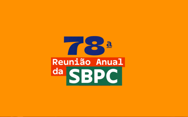 Imagem de divulgação com logo da 78ª Reunião Anual da SBPC em fundo laranja