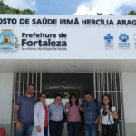 No centro de saúde em Florianópolis entrevistando preceptores e residentes de medicina de família e comunidade