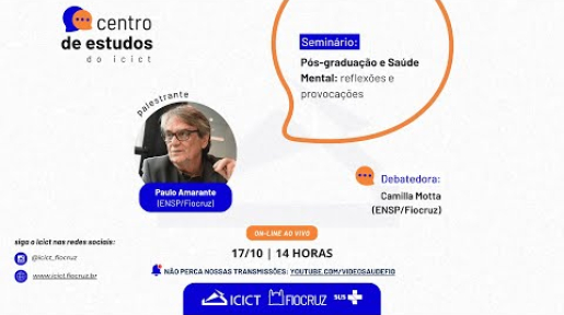Imagem de divulgação do Centro de Estudos, escrito Pós-Graduação e Saúde Mental: reflexões e provocações (17/10), às 14h.