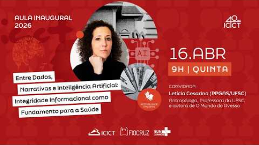 Imagem de divulgação da aula inaugural com Leticia Cesarino