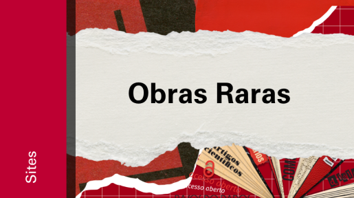 Imagem de divulgação de Obras Raras, com fundo vermelho, com ilustração e etiqueta Sites