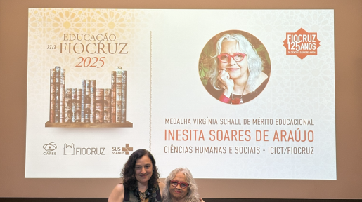  A chefe do Laboratório de Comunicação e Saúde do Icict, Kátia Lerner, prestou depoimento sobre a importância da homenageada Inesita Araújo para a consolidação do campo de Comunicação e Saúde no Brasil.