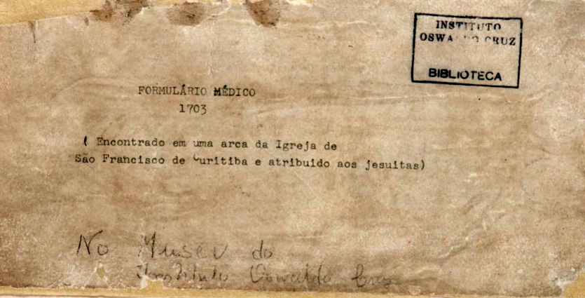 Página do Formulário Médico, item do acervo de Obras Raras da Biblioteca de Manguinhos. Foto: Rodrigo Mexas/Multmeios